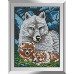 Набор для рисования камнями алмазная живопись Dream Art Волчье семейство (квадратные, полная) 31237D