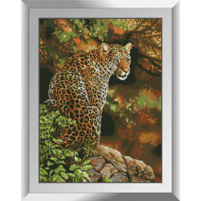 Набор для рисования камнями алмазная живопись Dream Art Взгляд леопарда (квадратные, полная) 31242D