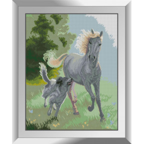 Набір для малювання каменями алмазний живопис Dream Art Кінь та собака (квадратні, повна) 31260D