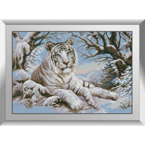 Набор для рисования камнями алмазная живопись Dream Art Тигр в снегу (квадратные, полная) 31265D