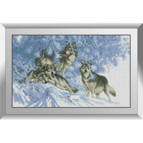 Набор для рисования камнями алмазная живопись Dream Art В зимнем лесу (волки) (квадратные, полная) 31267D