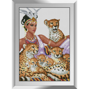 Набор для рисования камнями алмазная живопись Dream Art Повелительница леопардов (квадратные, полная) 31305D