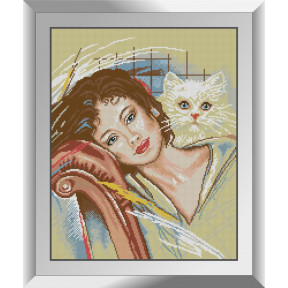 Набор для рисования камнями алмазная живопись Dream Art С кошкой (квадратные, полная) 31324D