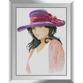 Набор для рисования камнями алмазная живопись Dream Art В фиолетовой шляпке (квадратные, полная) 31329D