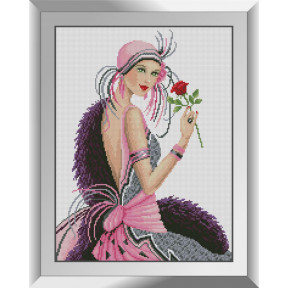 Набор для рисования камнями алмазная живопись Dream Art Леди с розой (квадратные, полная) 31384D