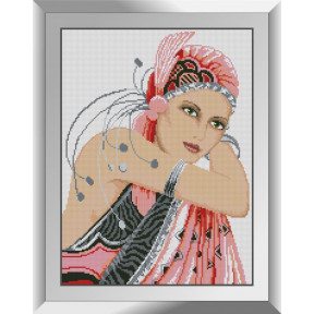 Набор для рисования камнями алмазная живопись Dream Art Дама в розовом (квадратные, полная) 31419D