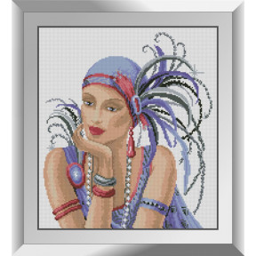 Набор для рисования камнями алмазная живопись Dream Art Дама в фиолетовом (квадратные, полная) 31420D