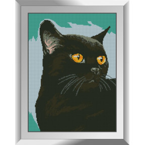 Набор для рисования камнями алмазная живопись Dream Art Черный кот (квадратные, полная) 31428D