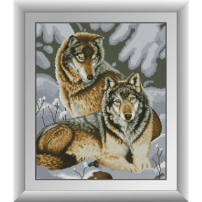 Набор для рисования камнями алмазная живопись Dream Art Два волка (квадратные, полная) 30858D