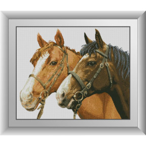 Набор для рисования камнями алмазная живопись Dream Art Пара лошадей (квадратные, полная) 30887D
