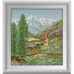 Набор для рисования камнями алмазная живопись Dream Art Деревня в горах (квадратные, полная) 30927D