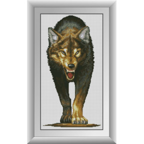 Набор для рисования камнями алмазная живопись Dream Art Хищный волк (квадратные, полная) 30978D