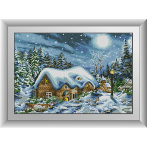 Набор для рисования камнями алмазная живопись Dream Art Дом в снегу (квадратные, полная) 31035D