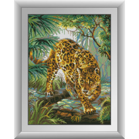 Набор для рисования камнями алмазная живопись Dream Art Леопард в джунглях (квадратные, полная) 31043D
