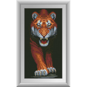 Набор для рисования камнями алмазная живопись Dream Art Хищный тигр (квадратные, полная) 31054D