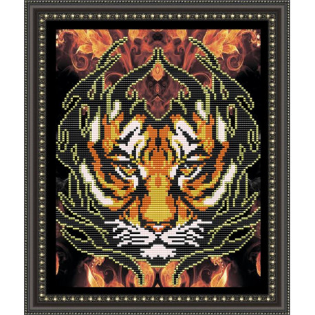Схема на ткани для вышивания бисером ArtSolo Огненный тигр