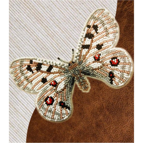 Набор для вышивки бисером бабочки с водорастворимым флизелином Вдохновение Аполлон обыкновенный NBFL-059