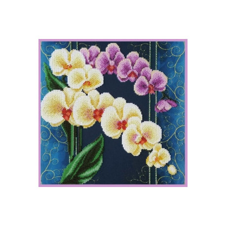 Набор для вышивания Картины Бисером Орхидеи. Винтаж Р-421 фото