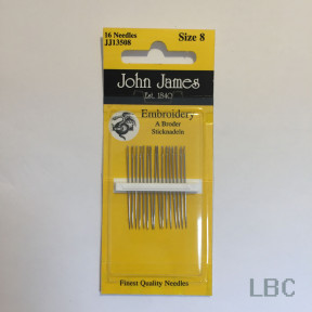Набор игл для вышивки гладью №8 (16 шт) John James JJ13508