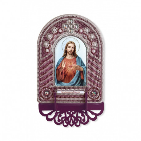 Святейшее Сердце Иисуса Набор для создания иконы с вышитой рамкой-киотом Нова Слобода ВК1024