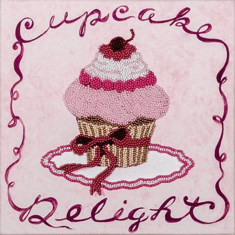 Розовое пирожное Набор для вышивки бисером Волшебная страна FLF-006