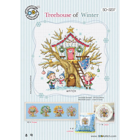 Зимний домик на дереве Набор для вышивания крестом (Linen 32) SODA Stitch SO-3237L