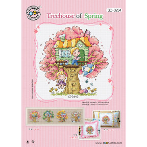 Весенний домик на дереве Набор для вышивания крестом (AIDA 14) SODA Stitch SO-3234A