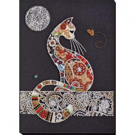 Кошка и бабочка Набор для вышивки бисером Абрис Арт АВ-794 фото