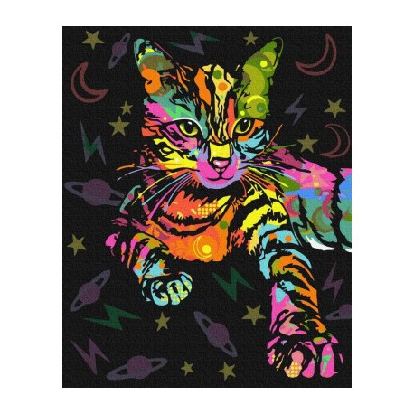 Неонова кішка BrushMe полотно на підрамнику 40x50см GX39229 фото
