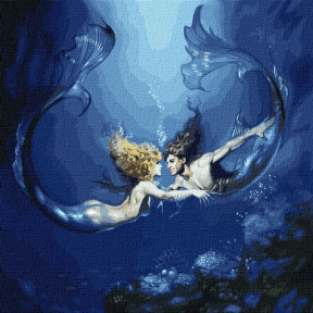 Подводная любовь с красками металлик Картина по номерам Идейка холст на подрамнике 50x50см КНО9526