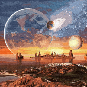 Космическая пустыня с красками металлик  Картина по номерам Идейка 50x50см