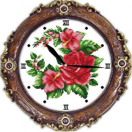 Годинник з трояндами Набір для вишивання хрестиком з печаткою