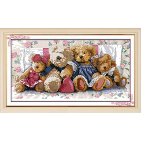 Семья медведей Набор для вышивания крестом с печатной схемой на ткани Joy Sunday K085