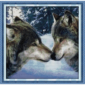 Поцелуй волков Набор для вышивания крестом с печатной схемой на ткани Joy Sunday D659