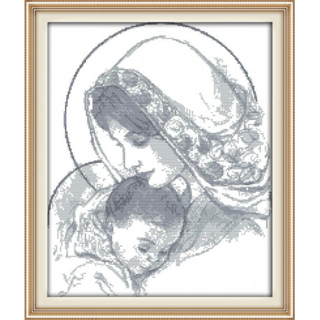 Мадонна с младенцем Набор для вышивания крестом с печатью на