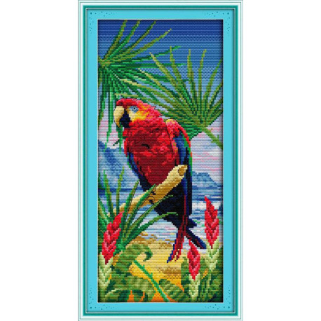 Большой попугай Набор для вышивания крестом с печатью на ткани