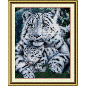 Белый тигр с тигренком Набор для вышивания крестом с печатью на ткани NKF D 171
