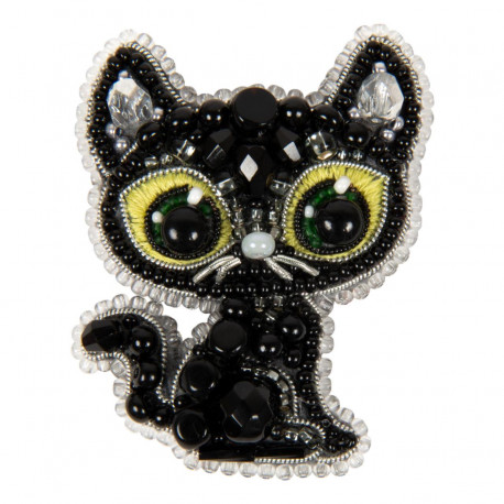 Чёрный кот Crystal Art Набор для изготовления броши БП-330