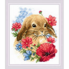 Кролик в цветах Набор для вышивания крестом Риолис 1986