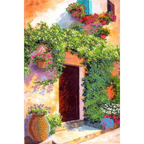 Цветущий дворик - 2 Схема для вышивки бисером Картины бисером S-028