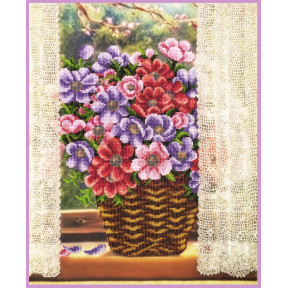 Цветы у окна Схема для вышивки бисером Картины бисером S-231