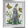 Кот с бабочками. Dream Art. Набор алмазной мозаики (квадратные