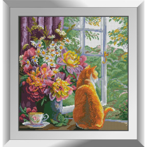Рыжий наблюдатель (кот). Dream Art. Набор алмазной мозаики (квадратные, полная) 31635