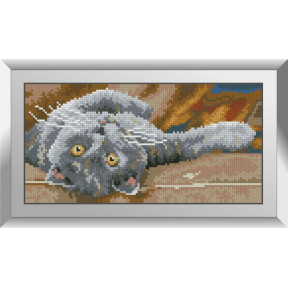 Дымчатый кот 2. Dream Art. Набор алмазной мозаики (квадратные, полная) . 31647