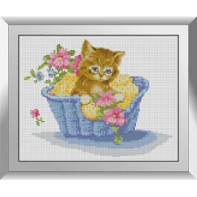 Котенок в корзине. Dream Art. Набор алмазной мозаики (квадратные, полная) 31657