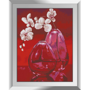 Красный натюрморт (орхидеи). Dream Art. Набор алмазной мозаики (квадратные, полная) 31682