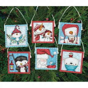 Набір для вишивання Dimensions Frosty Friends Ornaments / Морозний друзі Новорічні іграшки 70-08940