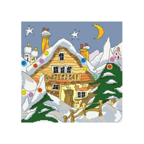 Зимовий будиночок Канва з нанесеним малюнком для вишивання хрестиком Світ можливостей 522СМД