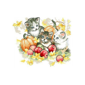Осенние котята Канва с нанесенным рисунком для вышивки крестом Світ можливостей 614СМД