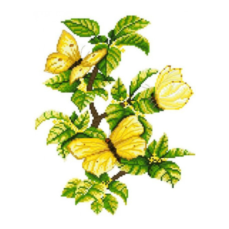 Жовті метелики Канва з нанесеним малюнком для вишивання